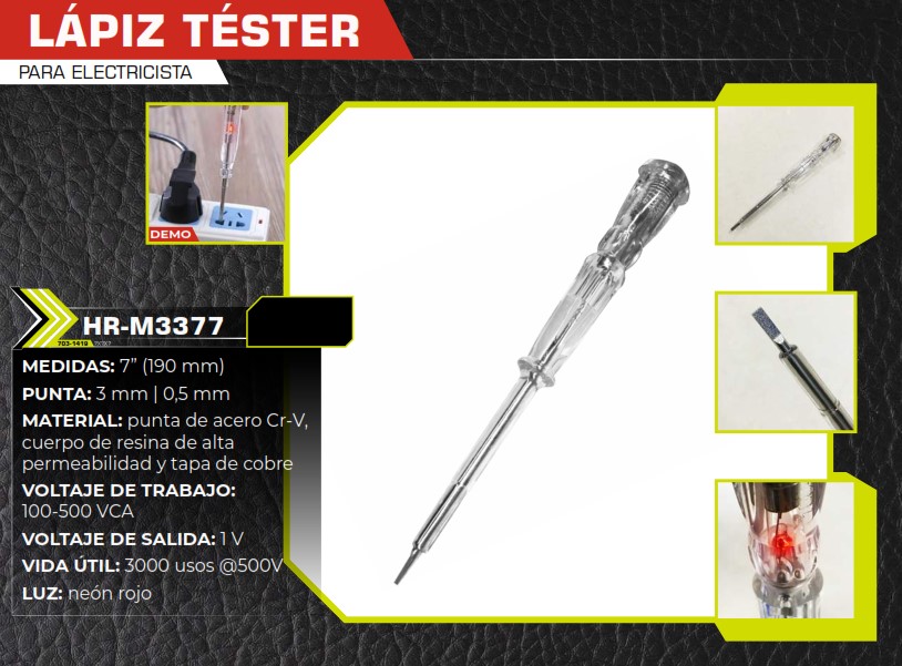 LAPIZ TESTER PARA ELECTRICISTA 7"