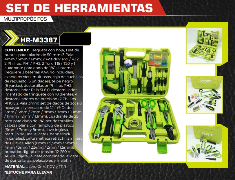 SET DE HERRAMIENTAS MULTIPROPOSITO (MARTILLO-ALICATE-DESTOR-