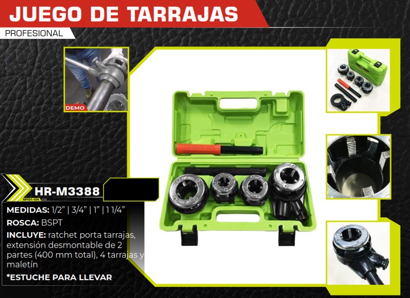 JUEGO TARRAJAS PROFESIONAL 1/2 - 3/4 - 1 - 1 1/4