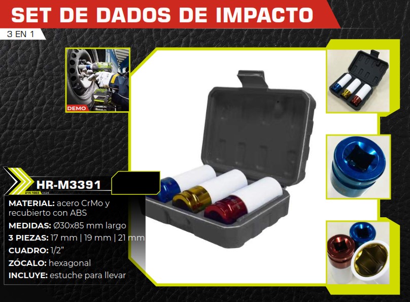 SET DADOS DE IMPACTO 17-19-21MM