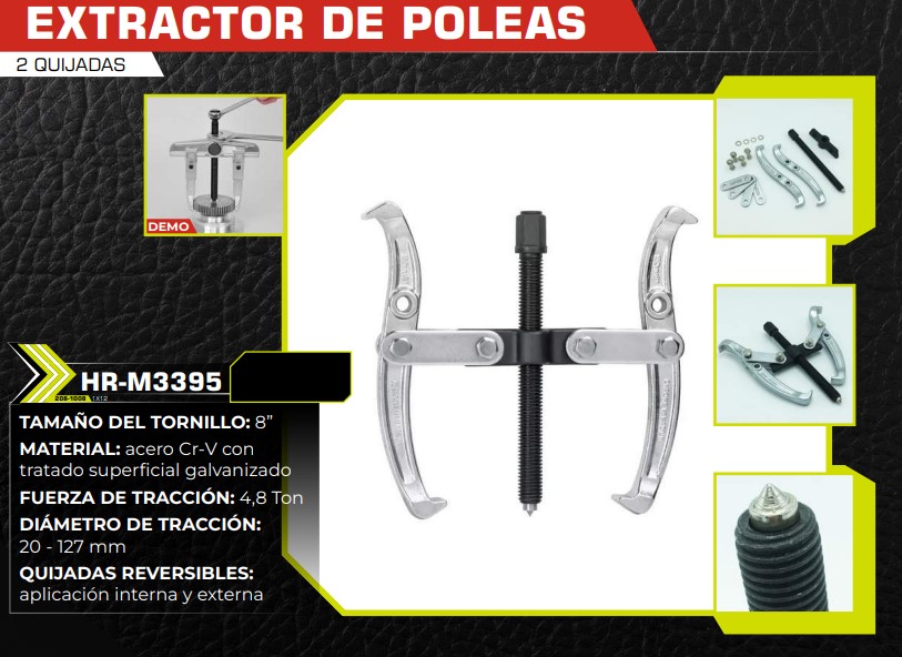 EXTRACTOR POLEAS (2 QUIJADAS) 8" REVERSIBLE - 4,8TON