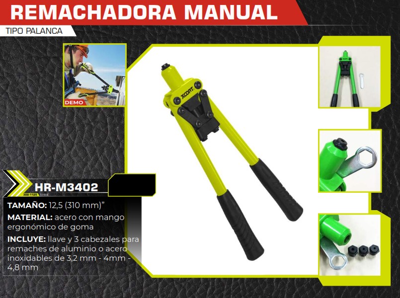 REMACHADORA MANUAL 12,5" (BOQUILLAS 3,2 - 4 Y 4,8MM)