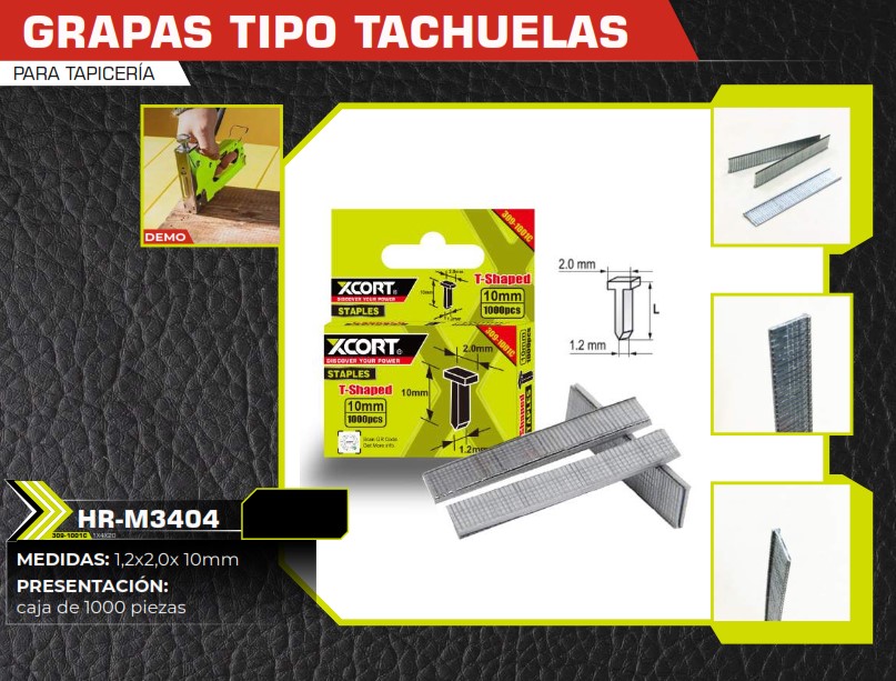 GRAPAS TIPO TACHUELA TAP - 1,2X2X10MM - 1000 UND