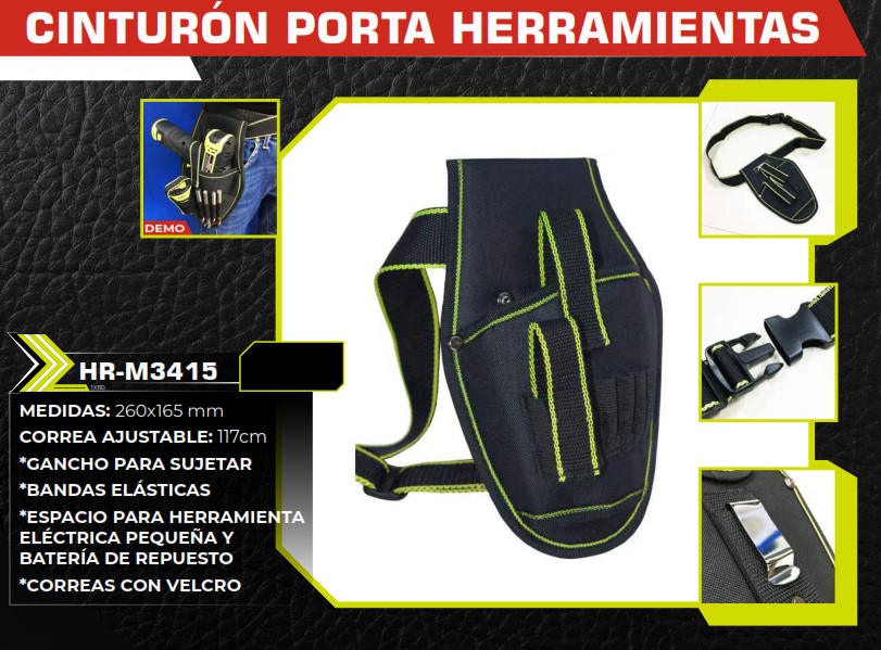 CINTURON PORTA HERRAMIENTAS 12CM AJUSTABLE - C/VELCRO