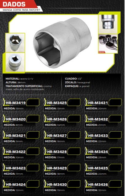 DADO 1/2 CORTO 15MM