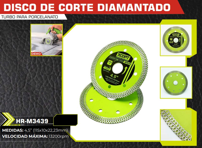 DISCO CORTE DIAMANTADO TURBO P/PORCELANATO 4 1/2 13200 RPM
