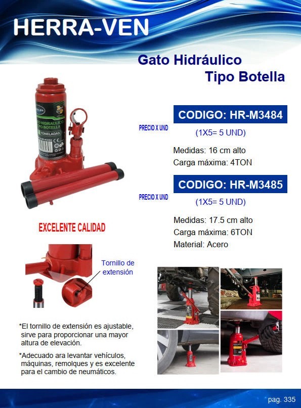 GATO HIDRAULICO MOD:BOTELLA - 6 TON X 17,5CM
