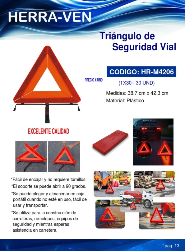 TRIANGULO SEGURIDAD VIAL - 38x42CM - PLAST