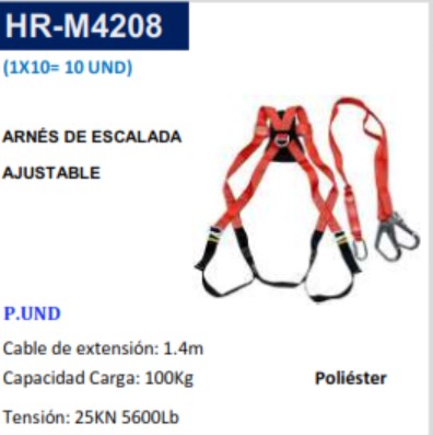 ARNES AJUSTAB D/SEGURIDAD - CARGA 100KG - TENSION 22KN 5000L