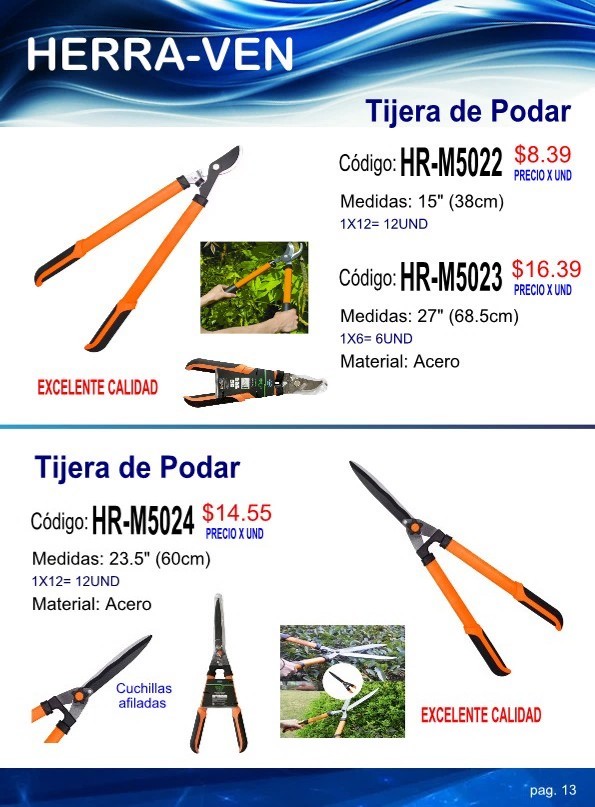 TIJERA DE PODAR RECTA 23" (60CM) ACERO