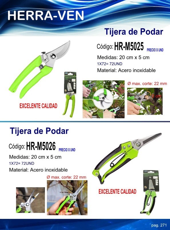 TIJERA DE PODAR 20 x 5CM CON SEGURO