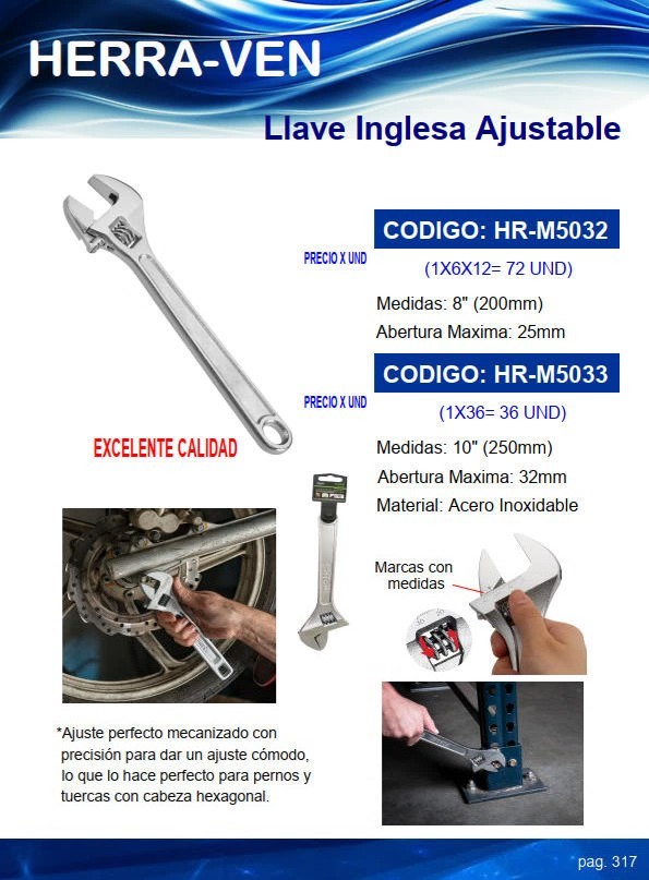 LLAVE AJUSTABLE 10" - METAL - MAX 3,2CM