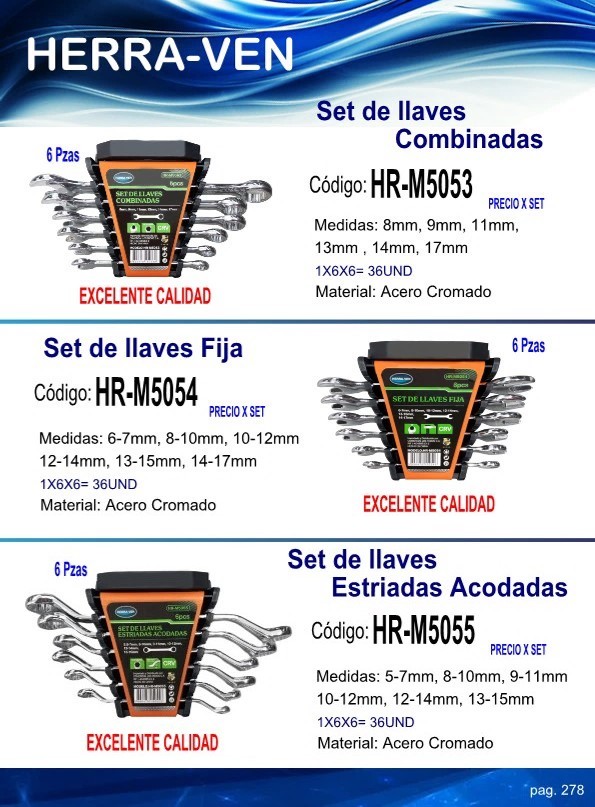 JUEGO LLAVES ACODADAS 6PZAS (5-7,8-10,9-11,10-12,12-14,13-15