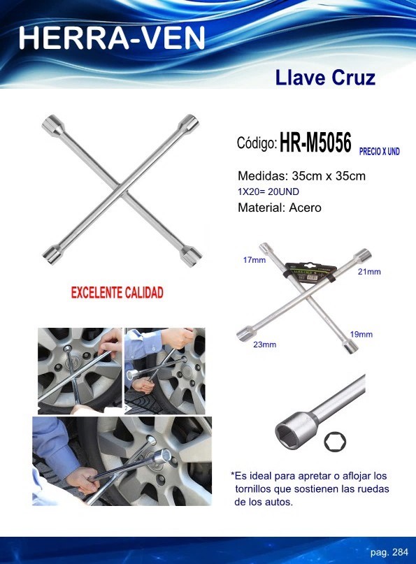 LLAVE CRUZ 35X35 CM ACERO 17-19-21-23MM