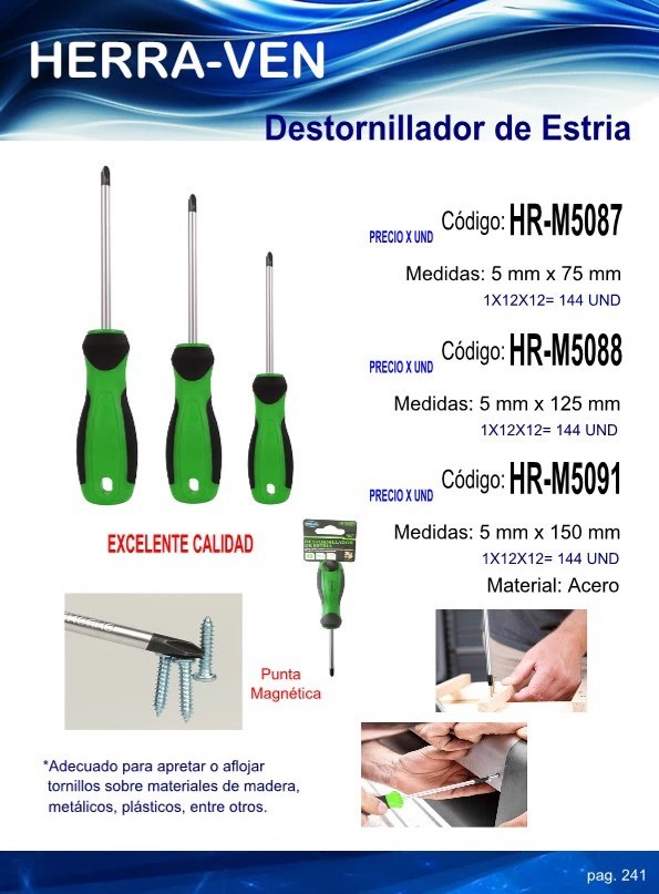 DESTORNILLADOR ESTRIA 5 X 125 MM