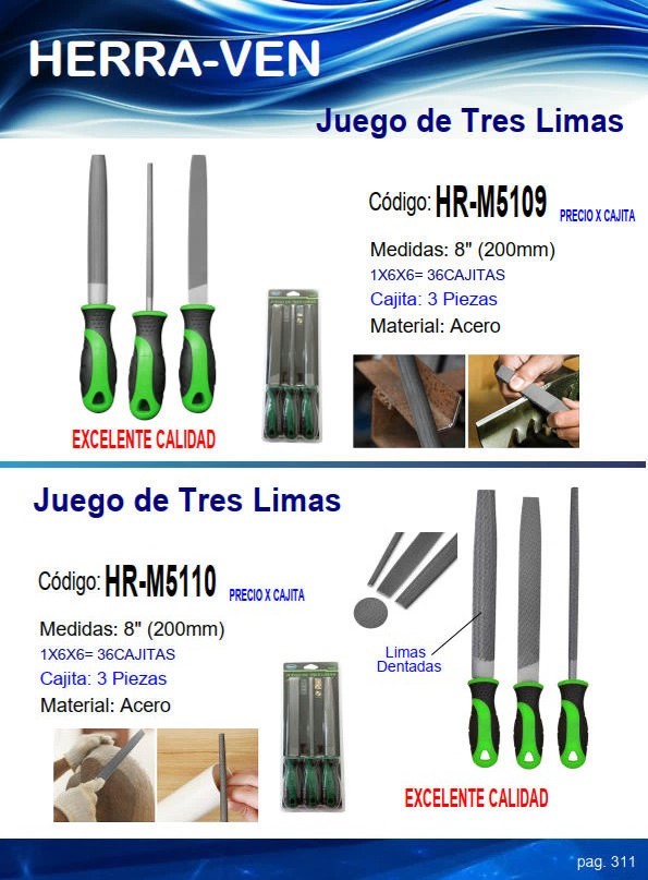 JUEGO TRES LIMAS 8" METALICA - P/MADERA
