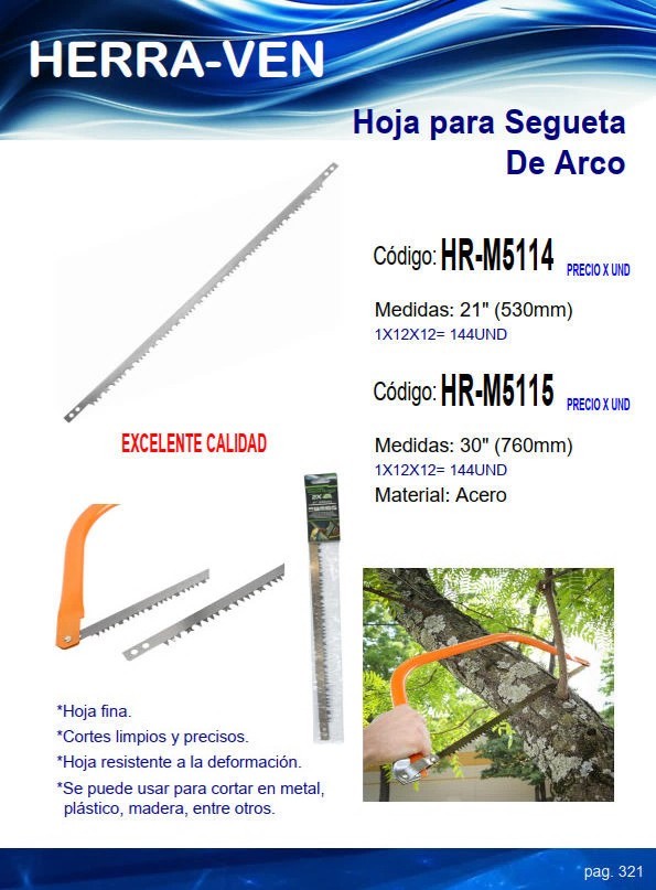 HOJA P/SEGUETA DE ARCO 21" - ACERO