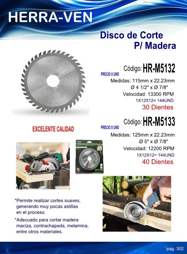 DISCO CORTE P/MADERA 4 1/2X7/8 - 30 DIENTES