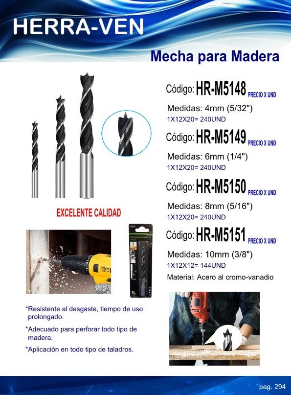 BROCA P/MADERA 8mm PTA TRINQ