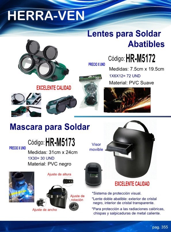 LENTES P/SOLDAR ABATIBLES PVC