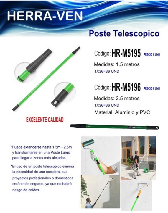 POSTE TELESCOPICO (2.5 m) PVC - ALUM