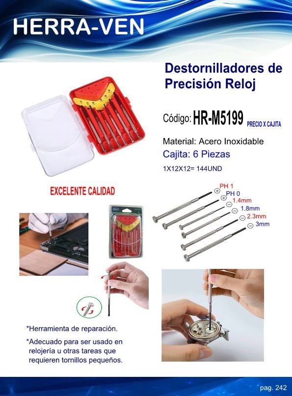 DESTORNILLADORES PRESICION RELOJERO 6PZAS ACERO