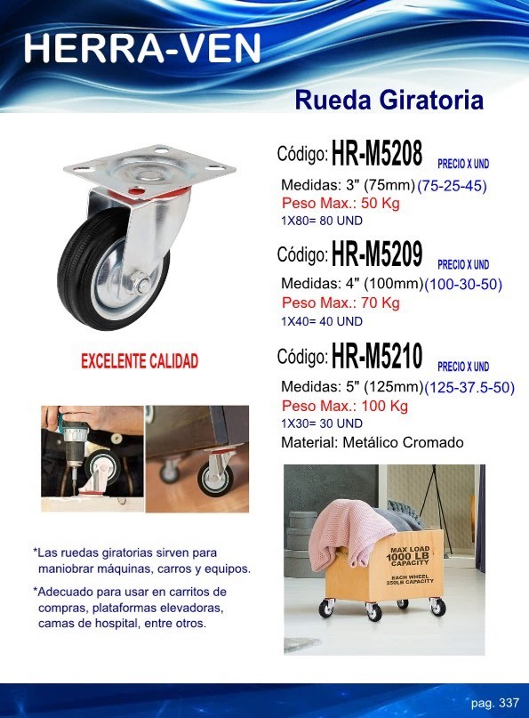 RUEDA GIRAT METAL 3" - HASTA 50KGS
