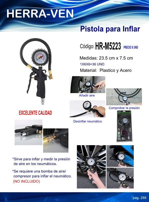 PISTOLA P/ INFLAR 23,5 X 7,5CM PLAST ACERO