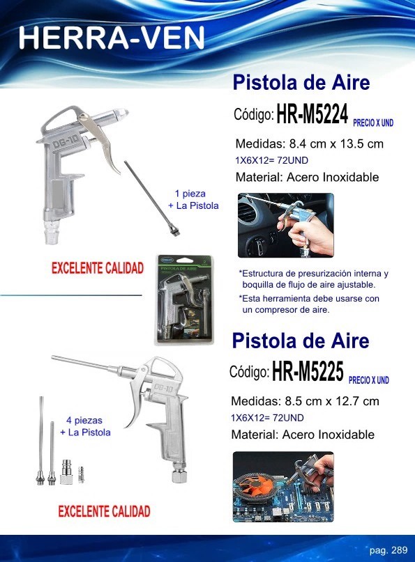 PISTOLA  AIRE 8,4CM X 13,5 CM ACERO