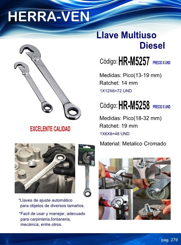 LLAVE MULTIUSO DIESEL 13-19MM - RATCHE 14"