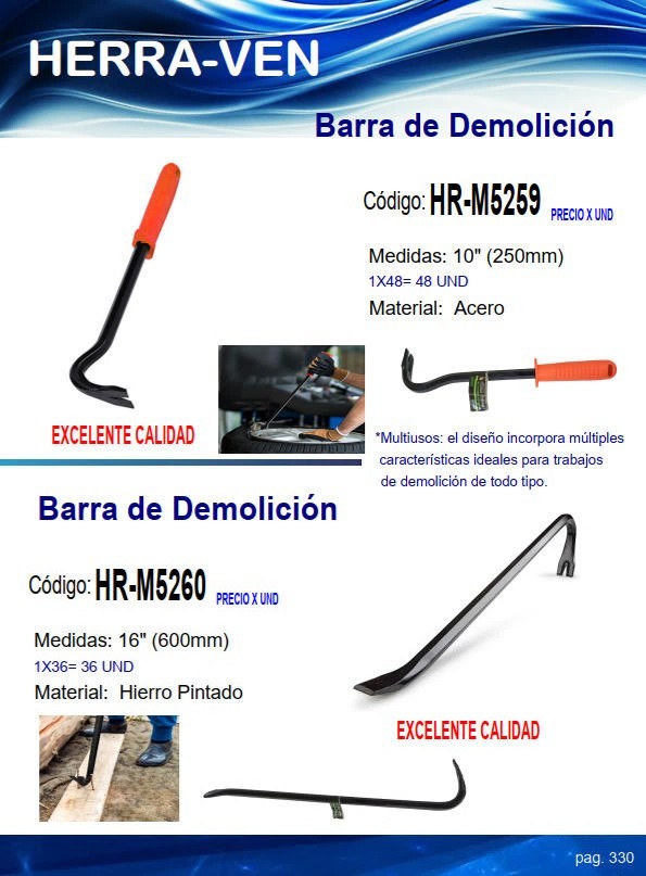 BARRA DEMOLICION 10" HIERRO (PATA DE CABRA) C/MANGO