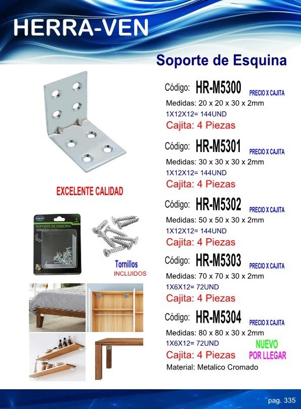 SOPORTE ESQUINA 50X50X30 CROMADO (4UND)