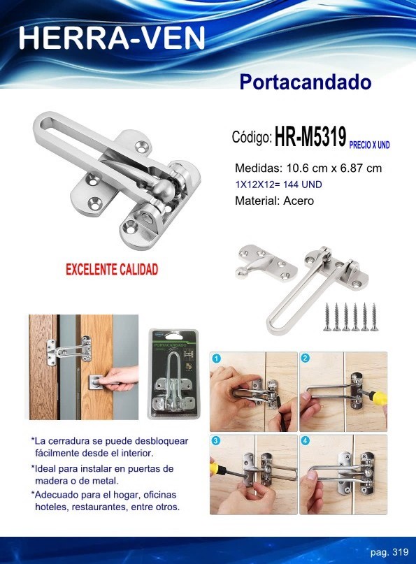PASADOR DE SEGURIDAD ABATIBLE 10CM
