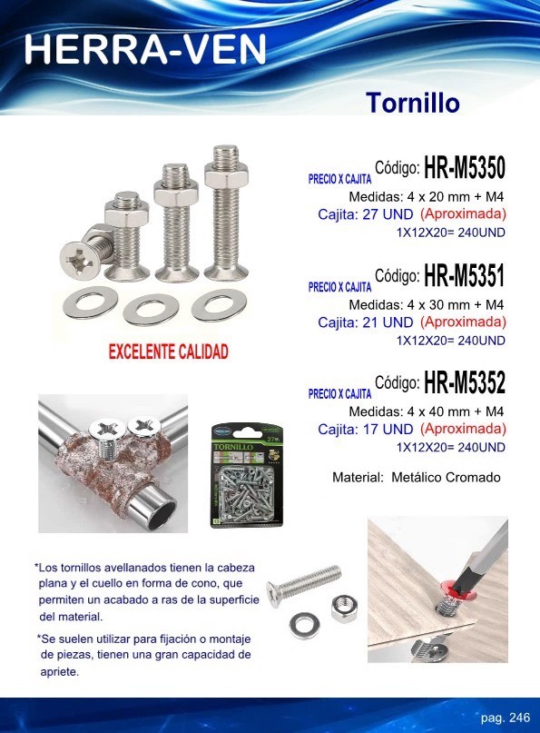 TORN C/PLAN DESTOR 4X40MM C/TUERCA (12UND APROX)