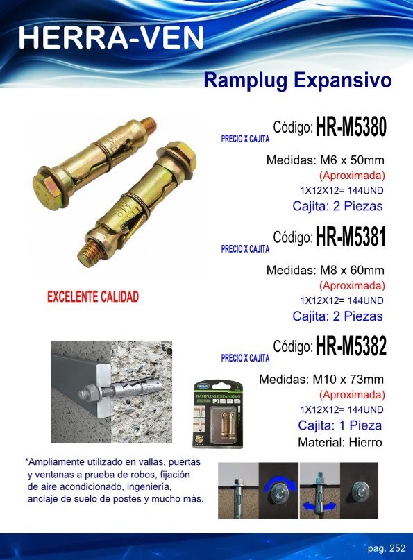 RAMPLUG EXPANSIVO METAL M6 X 5CM - (2UND)