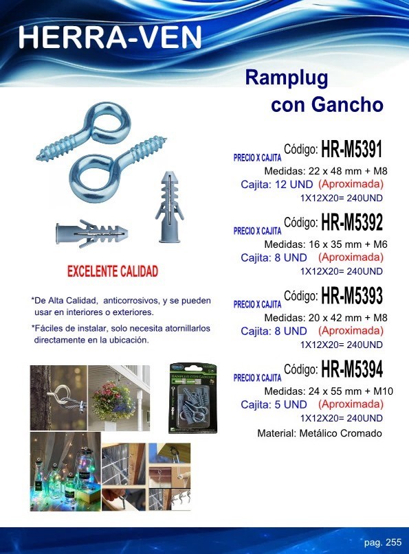 RAMPLUG C/ARMELLA CERR 16X3.5cm + M6 (8UND APROX)