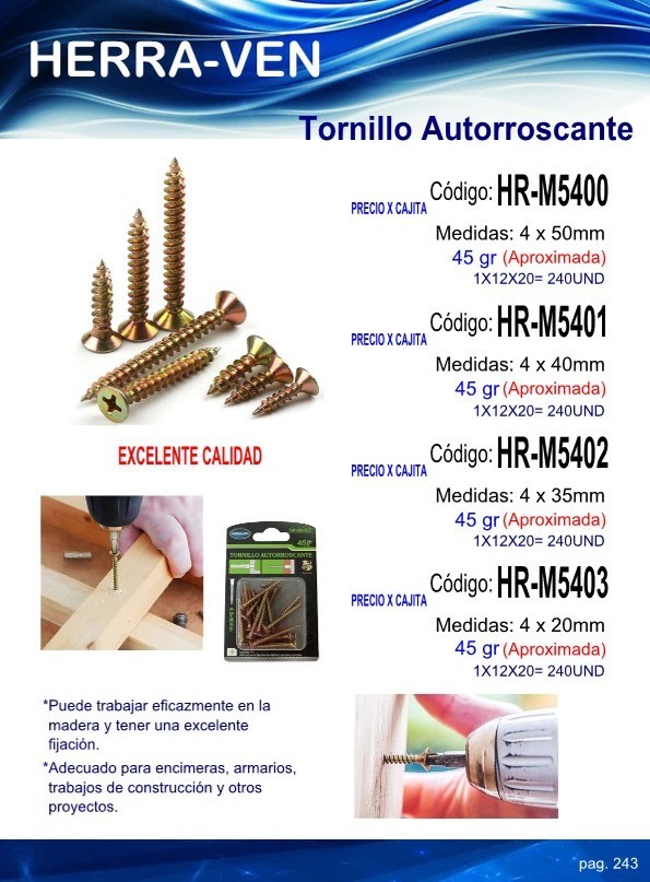 TORN C/PLANA 4X5cm - 45GR AUTOROSC