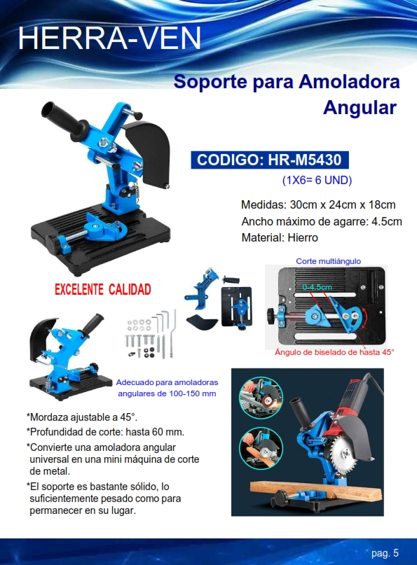 SOPORTE - BASE ANGULAR P/PULIDORAS  - MORDAZA AJUST 45GR - 3