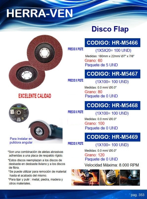 DISCO FLAP GRANO P60 (PQT 5UND) - 8000 RPM