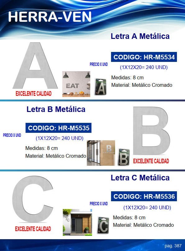 LETRA C METALICA CROMADO - 8CM