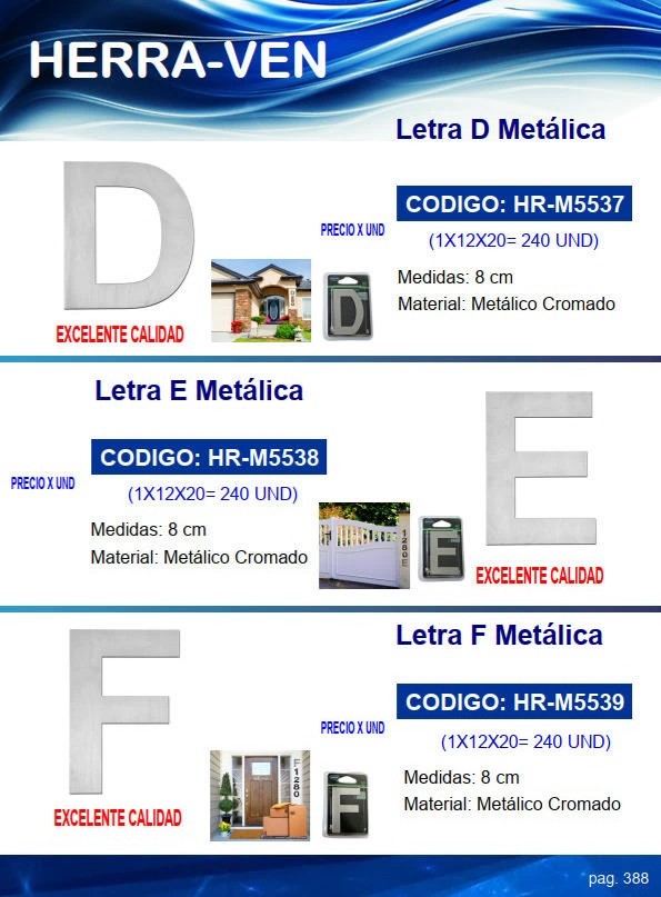 LETRA F METALICA CROMADO - 8CM