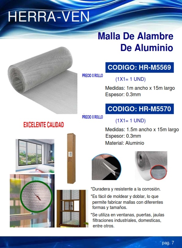 MALLA ALAMBRE ALUM - 0,3MM - 1,5MTx15MTS