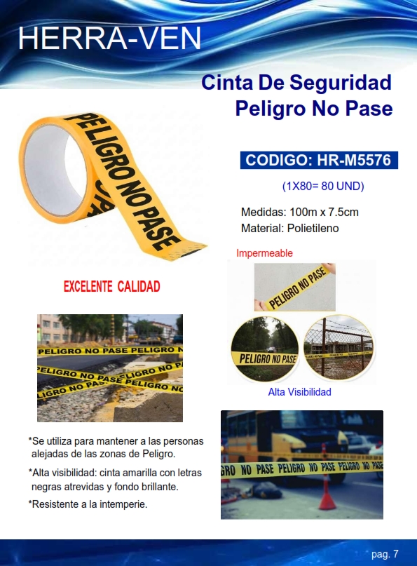 CINTA AMARILLA SEGURID - POLIETILENO - NO PASE PELIGRO - 100