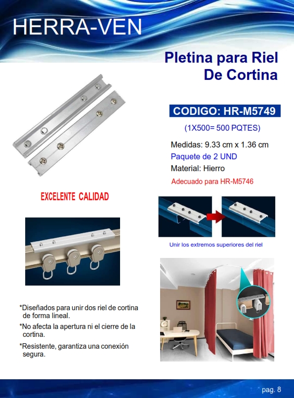 PLETINA P/RIEL M5746 - D/CORTINA (2 UND) - HIERRO