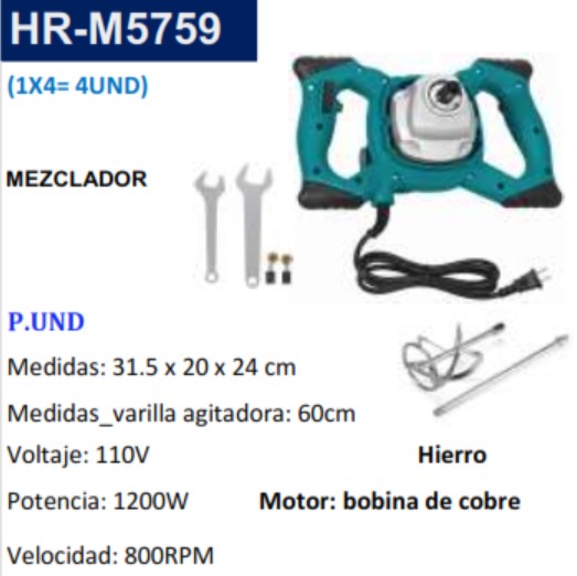 MEZCLADOR UNIV - 1200W - VARILLA 60CM -110V - METAL - 31X24C