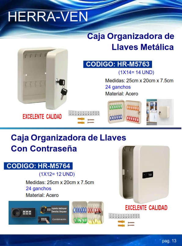 CAJA ORGANIZADORA C/COMBINACION - P/LLAVES (INCL 24 GANCHOS)