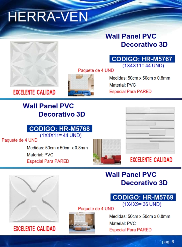 WALL PANEL PVC 3D - 1 FLOR IN BLANCO - 50X50CM - P/PARED - (