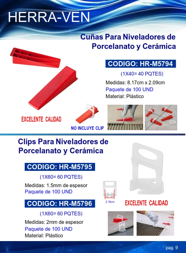 CLIP P/CUNAS NIVELADORAS - 1,5MM - PLAST - 100UND