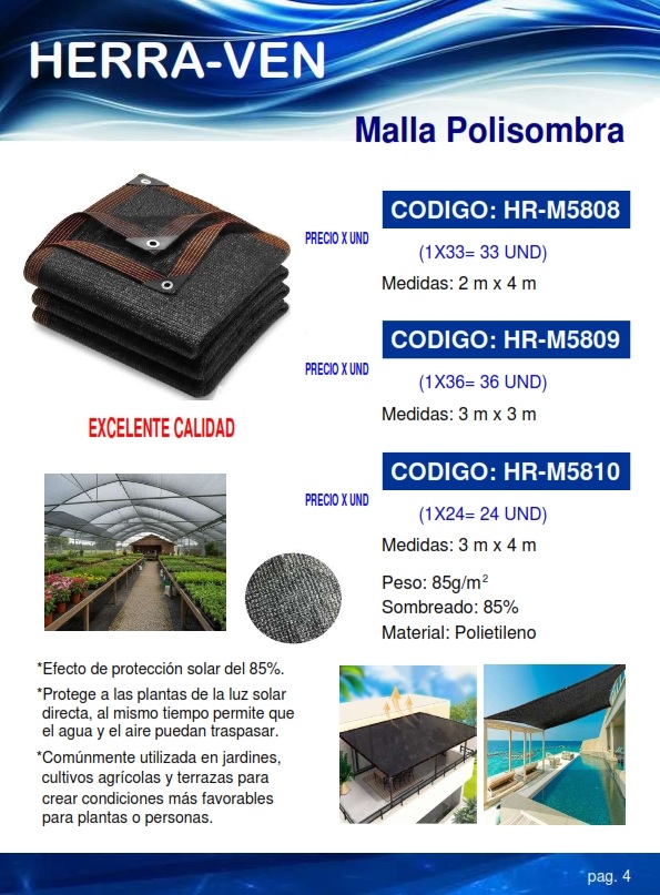 MALLA POLISOMBRA 85% - POLIETILENO - 3 X 3MT