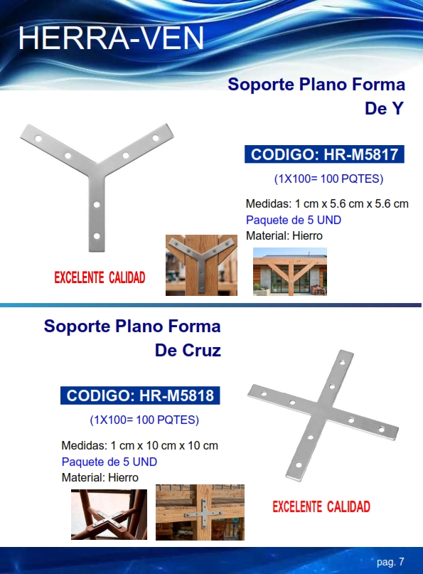 SOPORTE PLANO "Y" - HIERRO - 1X5,6X5,6CM - (PAQ5UND)